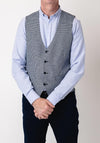 White Label Jasper Tapered Fit Houndstooth Waistcoat, Navy