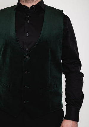 White Label Jacob Velvet Waistcoat, Green
