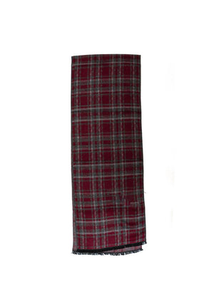 White Label Check Print Scarf, Burgundy & Grey