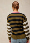White Stuff Bea Button Collar Striped Jumper, Green Multi