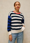 White Stuff Bea Button Collar Striped Jumper, Ivory Multi