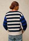 White Stuff Bea Button Collar Striped Jumper, Ivory Multi