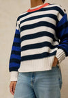 White Stuff Bea Button Collar Striped Jumper, Ivory Multi