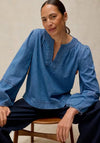 White Stuff Krystin Denim Look Blouse, Blue