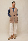 White Stuff Borg Longline Textured Gilet, Taupe