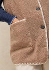 White Stuff Borg Longline Textured Gilet, Taupe