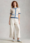 White Stuff Charlotte Short Sleeve Cardigan, Ivory and Blue