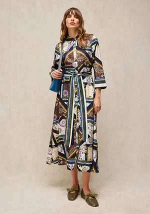 White Stuff Soma Abstract Pattern Shirt Dress, Navy Multi