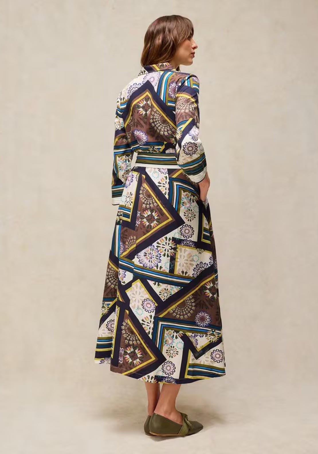 White Stuff Soma Abstract Pattern Shirt Dress, Navy Multi