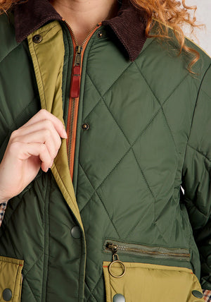 White Stuff Stella Longline Quilted Coat, Green