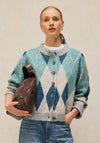 White Stuff Argyle Checked Cardigan, Blue Multi