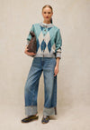 White Stuff Argyle Checked Cardigan, Blue Multi