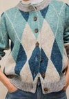 White Stuff Argyle Checked Cardigan, Blue Multi