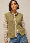 White Stuff Twist Button Knitted Vest, Green