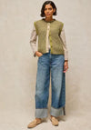 White Stuff Twist Button Knitted Vest, Green