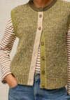 White Stuff Twist Button Knitted Vest, Green