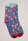 White Stuff Dog Print Ankle Socks, Blue Multi