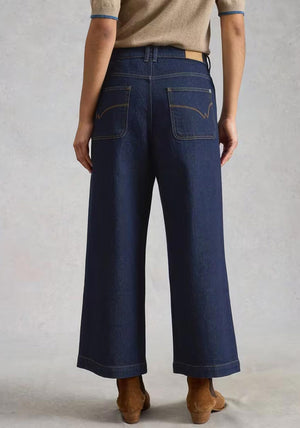 White Stuff Tia Cropped Wide Leg Jeans, Dark Denim