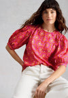 White Stuff Natalie Geoetric Print Blouse, Pink Multi