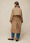White Stuff Long with Checked Detail Trench Coat, Beige Multi