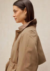 White Stuff Long with Checked Detail Trench Coat, Beige Multi