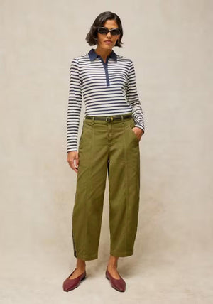 White Stuff Adeline Barrel Leg Trousers, Khaki Green
