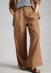 White Stuff Sasha Linen Wide Leg Trousers, Tan