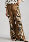 White Stuff Ally Linen Wide Leg Trousers, Brown Multi