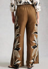 White Stuff Ally Linen Wide Leg Trousers, Brown Multi