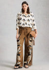 White Stuff Ally Linen Wide Leg Trousers, Brown Multi