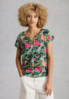 White Stuff Nelly Print Notch Neck T-Shirt, Green Multi