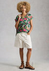 White Stuff Nelly Print Notch Neck T-Shirt, Green Multi