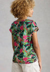 White Stuff Nelly Print Notch Neck T-Shirt, Green Multi