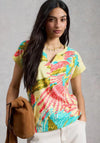White Stuff Nelly Print Notch Neck T-Shirt, Yellow Multi