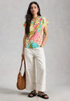 White Stuff Nelly Print Notch Neck T-Shirt, Yellow Multi