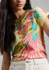 White Stuff Nelly Print Notch Neck T-Shirt, Yellow Multi