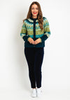 White Stuff Yoke Chunky Knit Short Cardigan, Green Multi