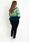 White Stuff Yoke Chunky Knit Short Cardigan, Green Multi