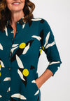 White Stuff Rua Print, Jersey Midi Shirt Dress, Teal