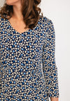 White Stuff Tallie Heart Print Jersey Knee Length Dress, Blue Print