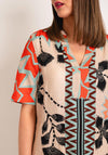 White Stuff June Linen Knee Length Shift Dress, Multi