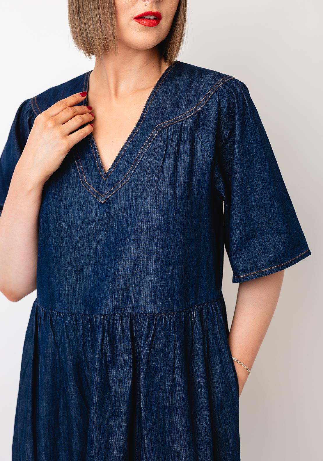 White Stuff Leo Denim Midi Dress, Navy