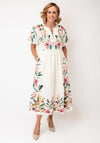 White Stuff Maeve Floral Puff Sleeve Midi Dress, Cream
