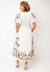 White Stuff Maeve Floral Puff Sleeve Midi Dress, Cream