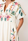White Stuff Maeve Floral Puff Sleeve Midi Dress, Cream