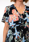 White Stuff Floral Button Up Front Casual Dress, Navy Multi