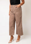White Stuff Tia Cord Wide Leg Cropped Trousers, Brown