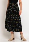 White Stuff Jamima Patterned A-line Midi Skirt, Black