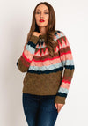 White Stuff Yoke Pattern Knit Jumper, Pink Multi