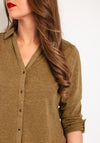 White Stuff Annie Sparkle Jersey Shirt, Khaki Green